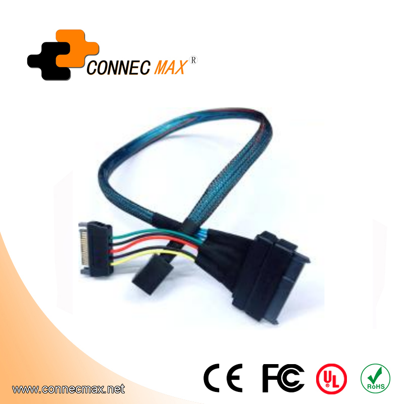 MINISAS (SFF8639) TO MINISAS (SFF8643)+15PIN Power Supply