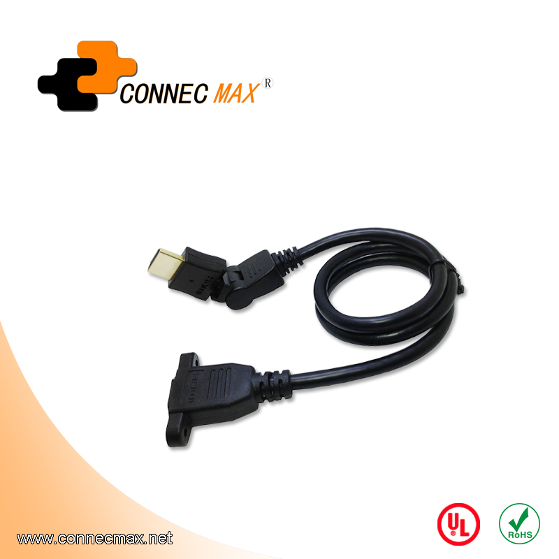 HDMI 公对母带耳朵连接线