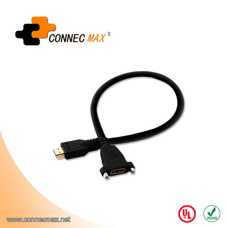 HDMI 公对母带耳朵连接线