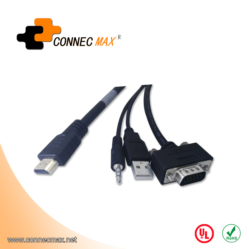 HDMI to VGA + 3.5mm audio with USB for charge